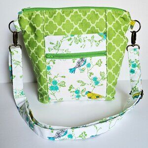 NEW Birds + Geometric Crossbody Purse | Lightweight Washable Fabric Shoulder Bag